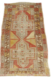 Antique Hand-Knotted Turkish Konya Area Rug