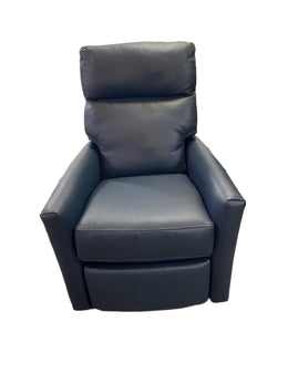 Curtis Leather Swivel Manual Recliner | Navy