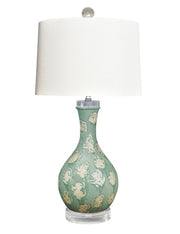 IMPRESSIONSTIC HAND MADE CRACKLED CELADON VASE LAMP