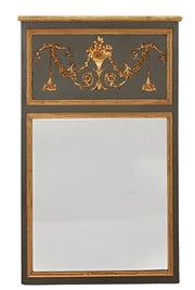 John Richard Louis XVI Style Ebonized & Parcel-Gilt Trumeau Mirror