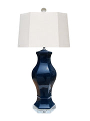 Navy Blue Hexagonal Vase Lamp