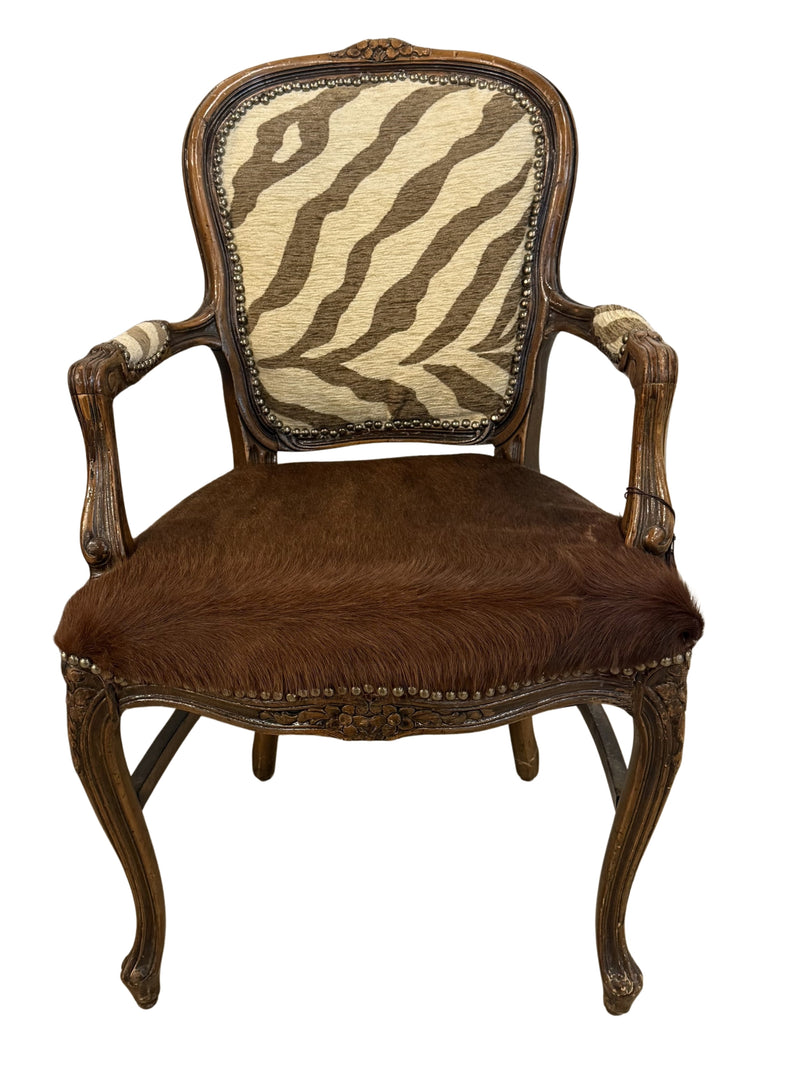 Louis XV Style Beech Hair-on-Hide Fauteuils