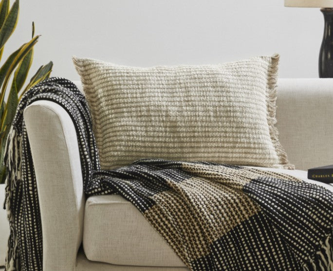 Lumbar Fringe Pillow, Ivory