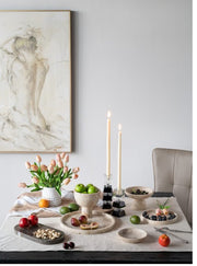 Round Marble Pedestal Fruit Bowl | Cream