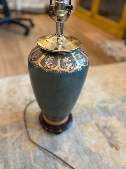 Moriage Gilt Green Ceramic Base Table Lamp