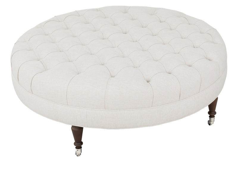 Loren Tufted Round Ottoman | Straw | 36"