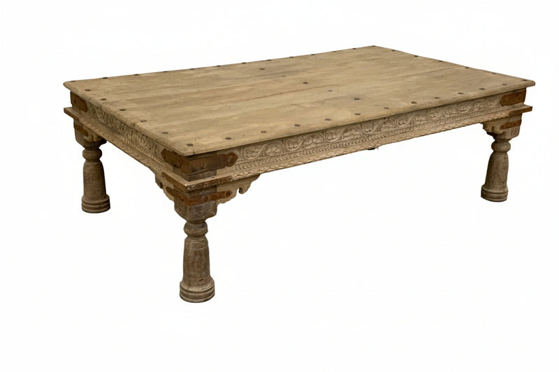 Old Wood Carved Coffee Table | 68"