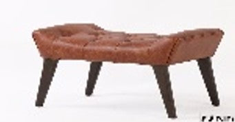 Tufted Leather Stool | Dark Brown