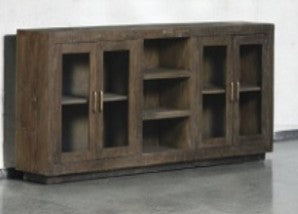 Dark Wooden Glass Sideboard