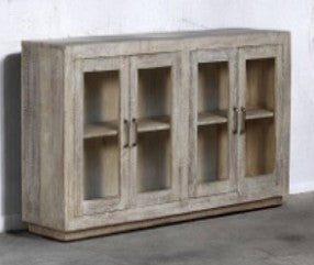Light Wooden Glass Sideboard