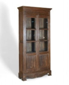 Tall Wooden Glass Cabinet