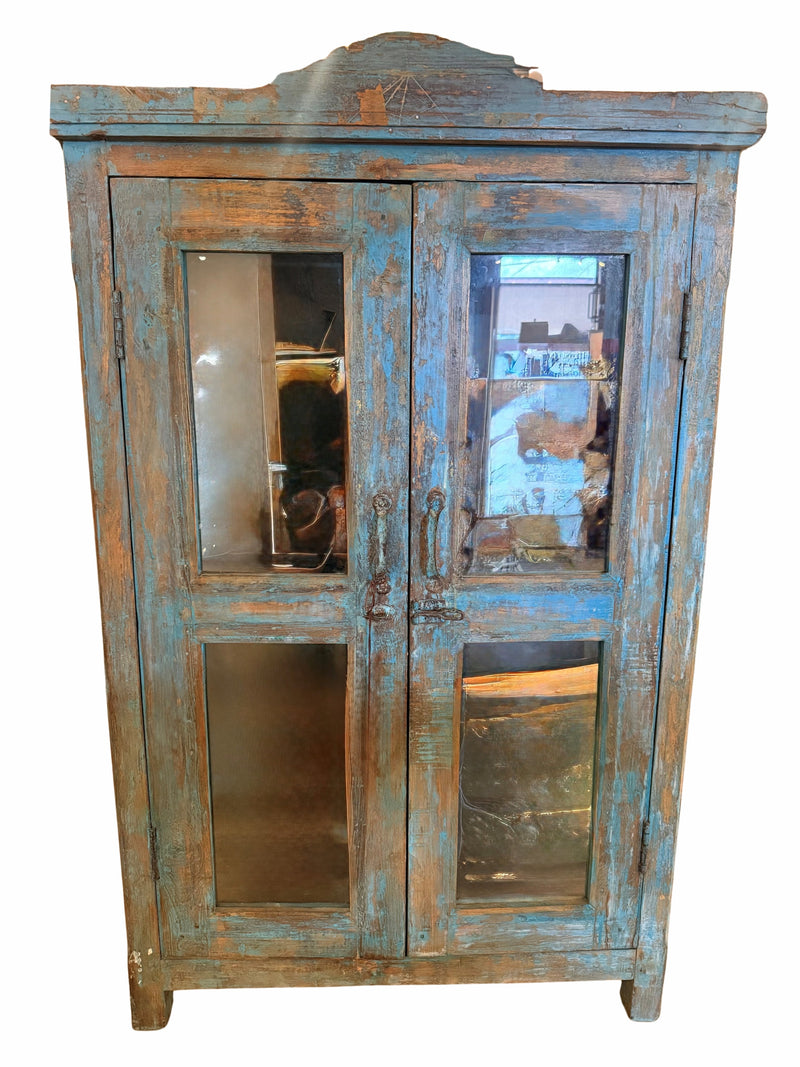 Reclaimed Wood Glass Cabinet | Green