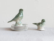 Debossed Stoneware Bird, Green