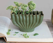 Stoneware Vase w/9 Sections, Green