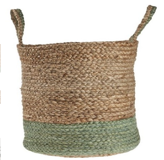 Jute Basket | Natural & Teal
