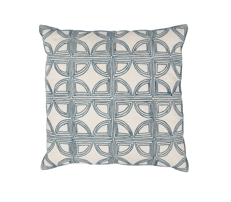 Elea Throw Pillow 22" | Ivory/Navy