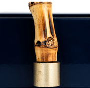 Lacquered Tray w/ Bamboo Handles & Metal Detail