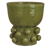 Terra-cotta Hobnail Footed Vase | Green