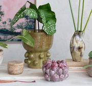 Terra-cotta Hobnail Footed Vase | Green