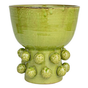 Terra-cotta Hobnail Footed Vase | Green