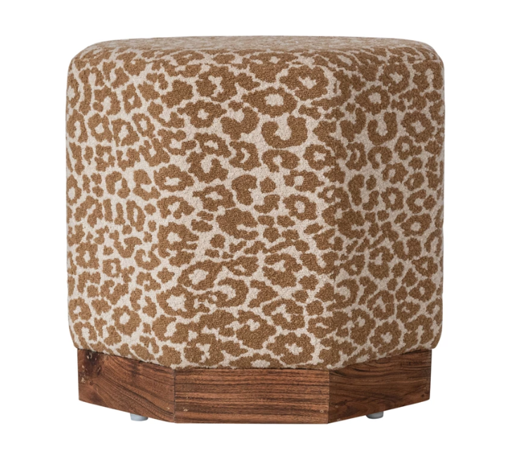 Hexagonal Stool/Ottoman w Wood Base