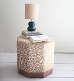 Hexagonal Stool/Ottoman w Wood Base