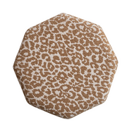Cotton Upholstered Hexagonal Stool/Ottoman with Pine Wood Base