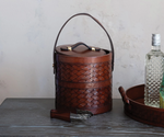 Woven Leather/Stainless Steel Ice Bucket