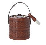 Woven Leather/Stainless Steel Ice Bucket