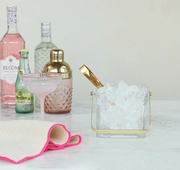 Textured Glass Ice Bucket with Tongs, Set of 2