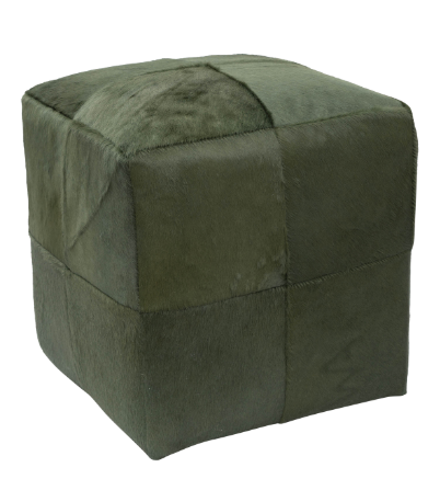 Cowhide Pouf | Olive Green