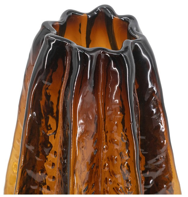 Starfruit Glass Vase | Amber Finish