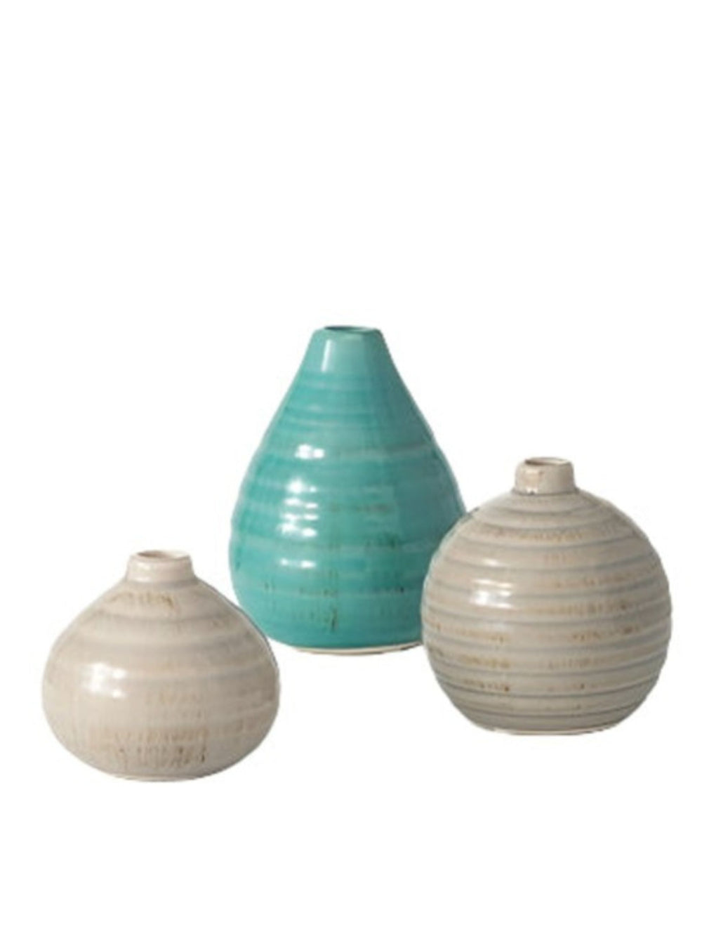 Ribbed Glazed Vase SM | Beige