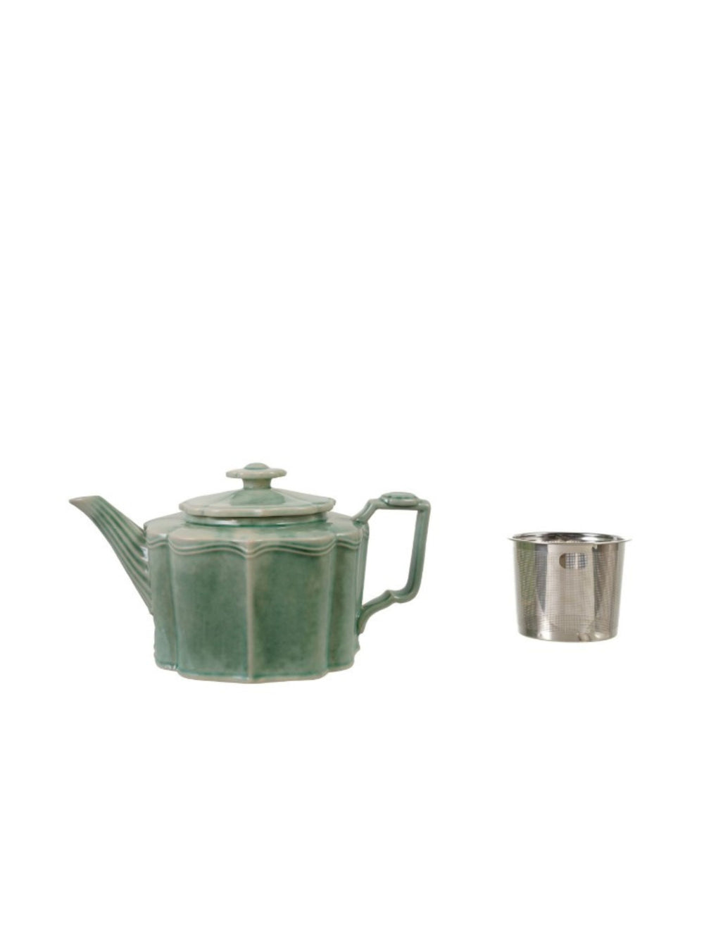 32 oz. Stoneware Teapot with Strainer | 2 Pieces