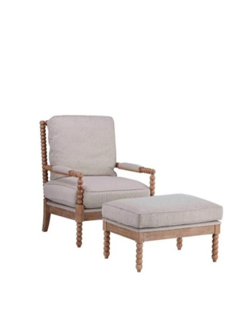 Willow Chair w/Ottoman in French Linen
