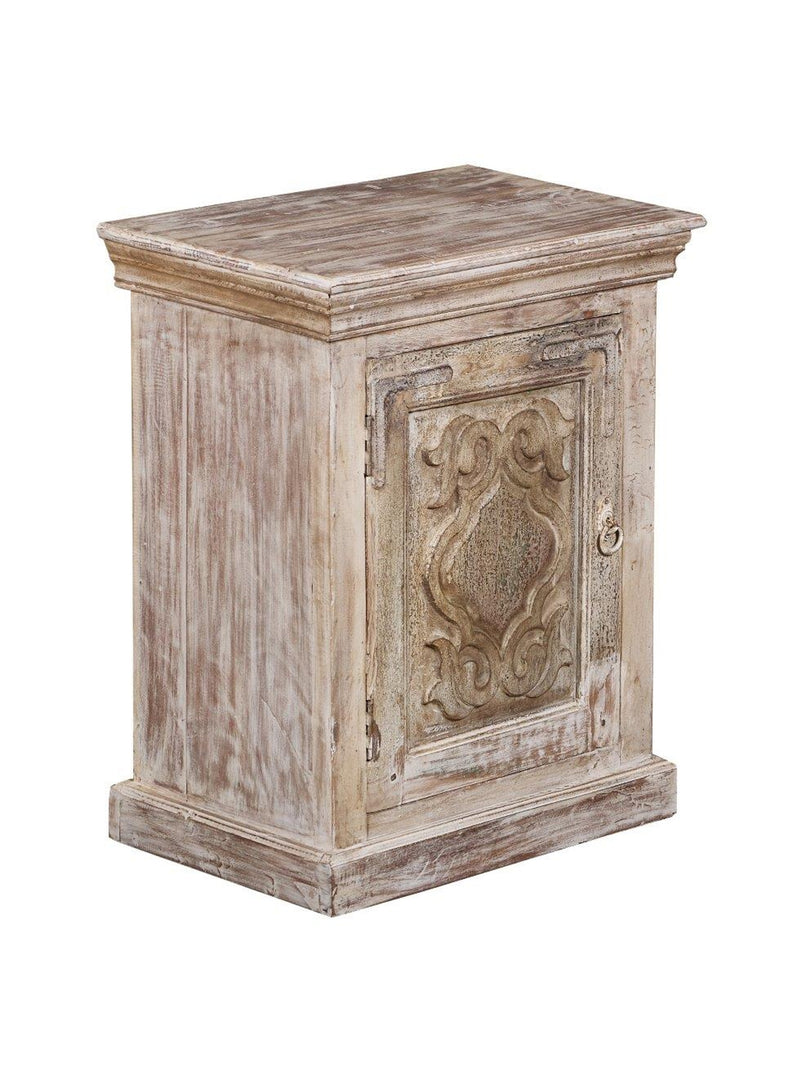 Light Wood Carved Small Cabinet