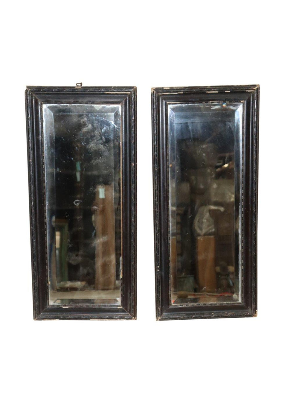 Long Black Trimmed Wood Mirror