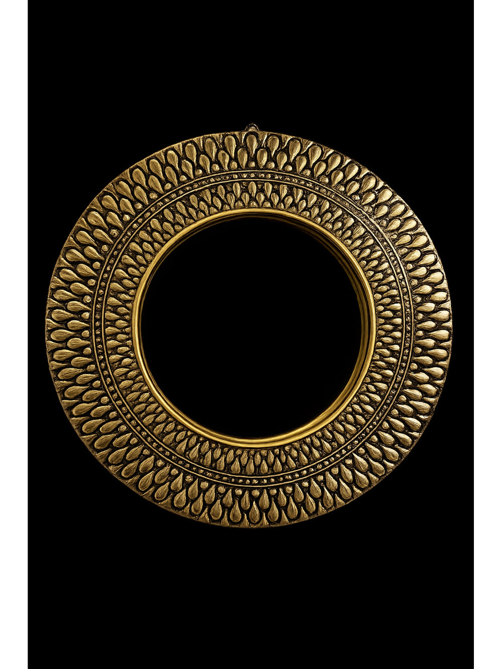 Round Brass & Wood Mirror
