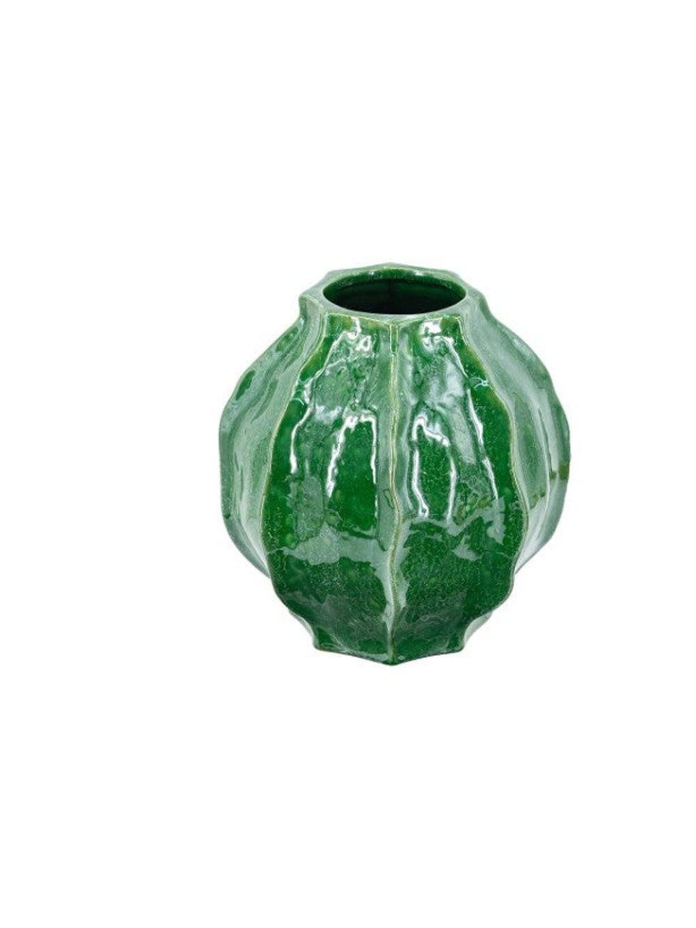 Ridged Ceramic Vase | Green