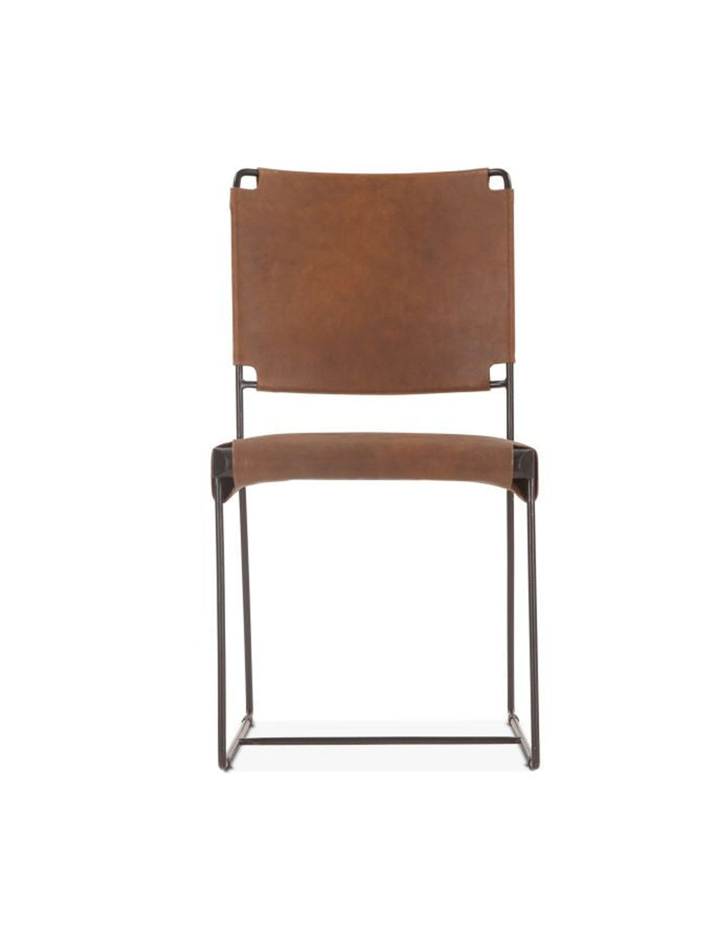 New York Dining Chair 18" | Brown Buffalo Leather and Iron