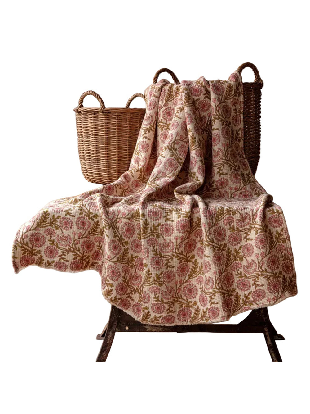 Clematis Botanical Print Cotton Throw
