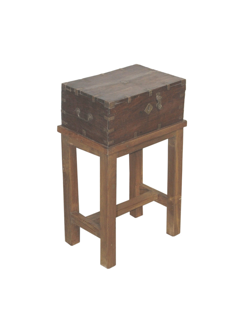 WD Box Side Table w/Brass Accents