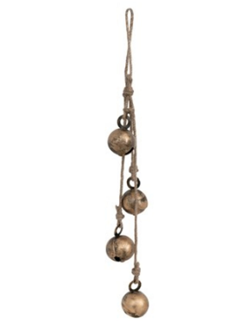 Hanging Metal Jingle Bells w/Jute Rope