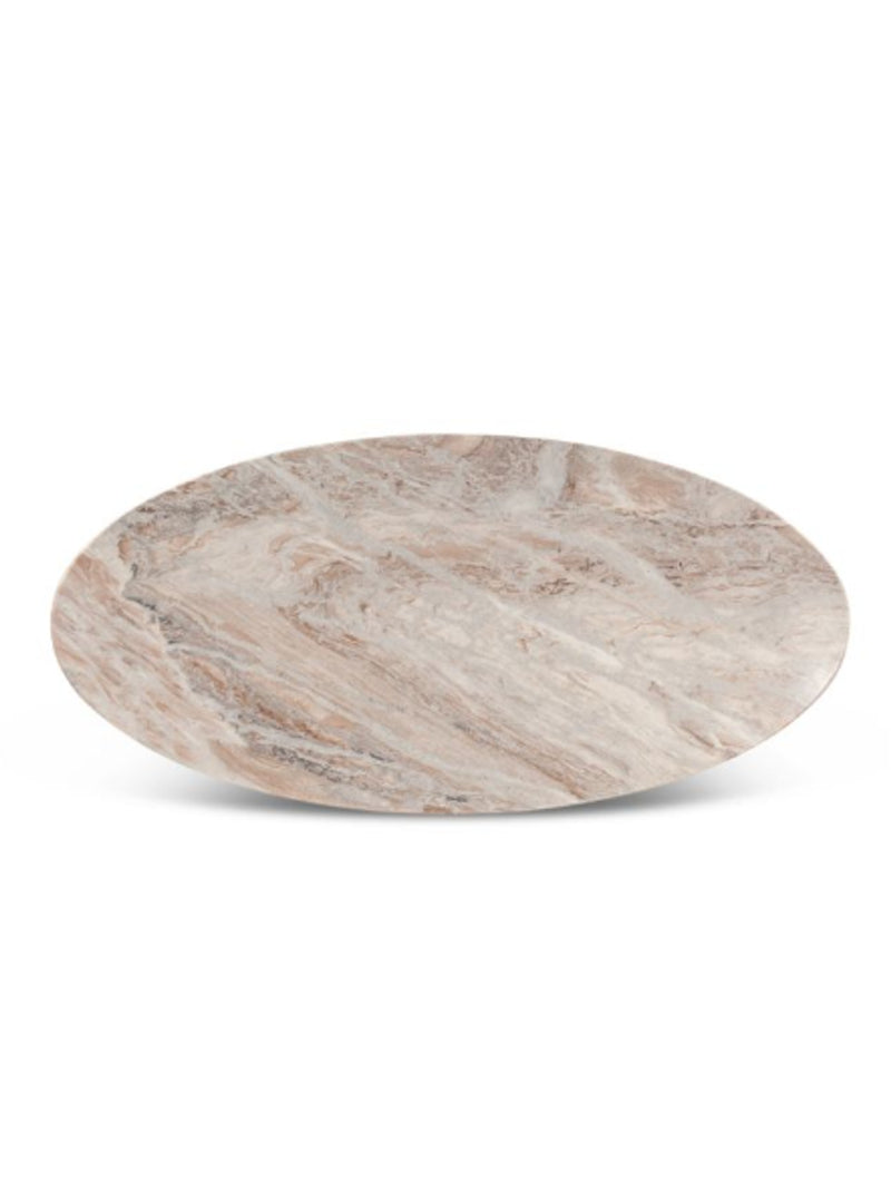 Malibu 90" Iron & Marble Oval Dining Table