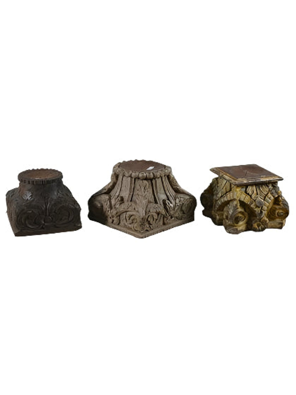 Carved Wood Base Candle Stands