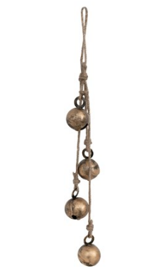 Hanging Metal Jingle Bells w/Jute Rope