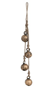 Hanging Metal Jingle Bells w/Jute Rope