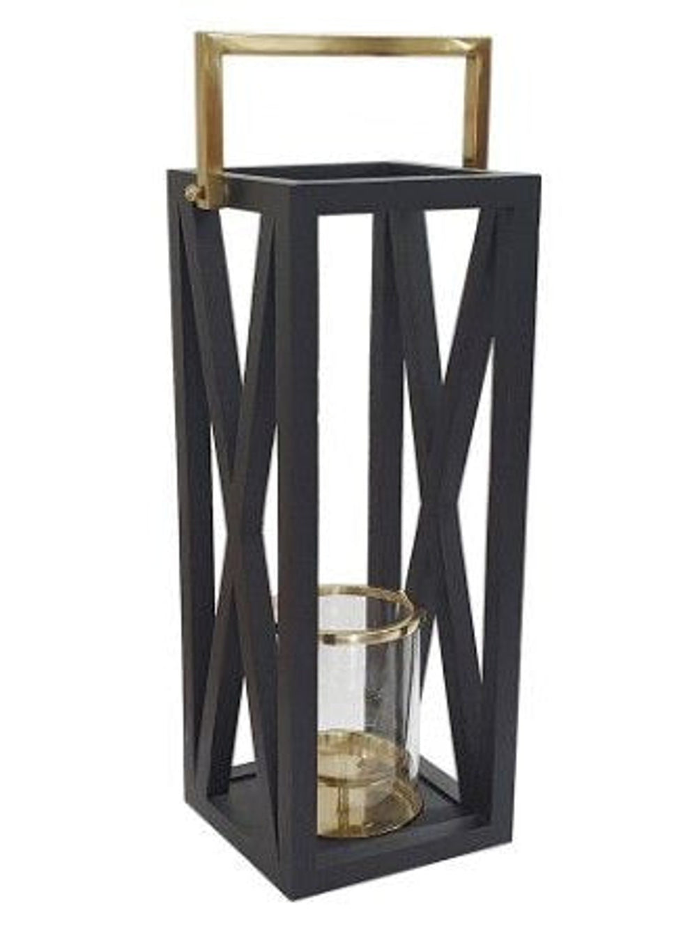 Geo Lantern | Black w/Gold
