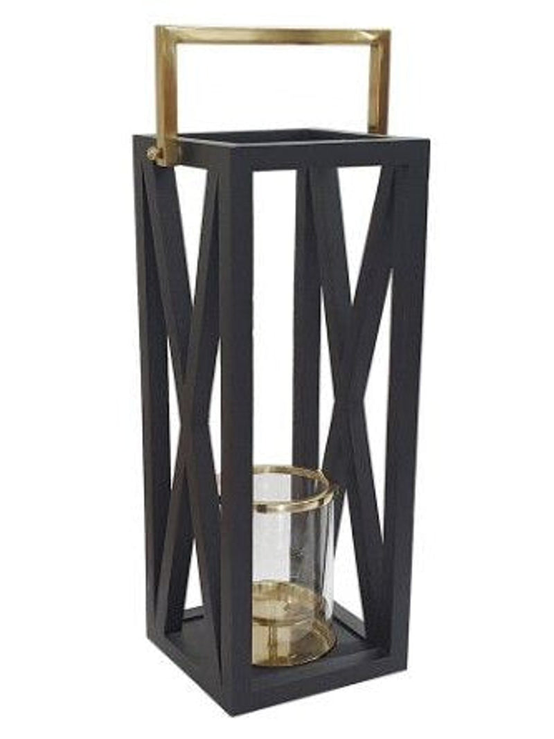 Geo Lantern | Black w/Gold