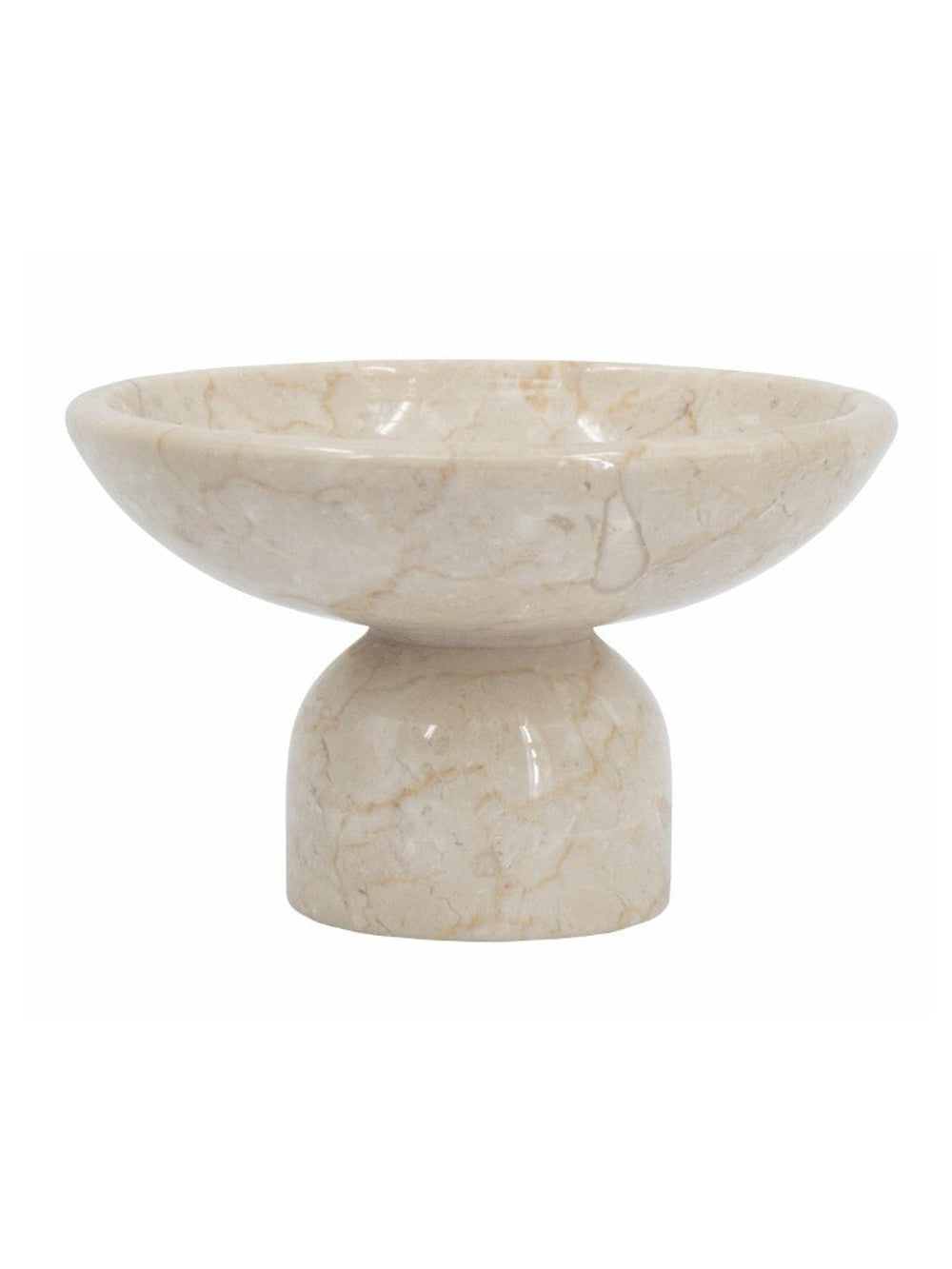Round Marble Pedestal Fruit Bowl | Cream